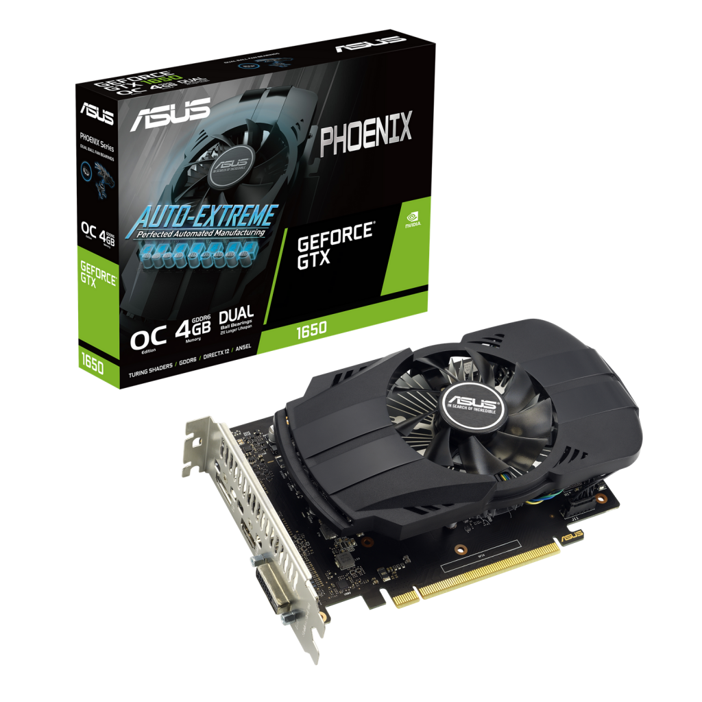 ASUS PHONEIX PH-GTX1650-O4GD6-P-EVO, 4Gb, GDDR6, 128Bit, 1xDVI, 1xHDMI, 1xDP GAMING Ekran Kartı