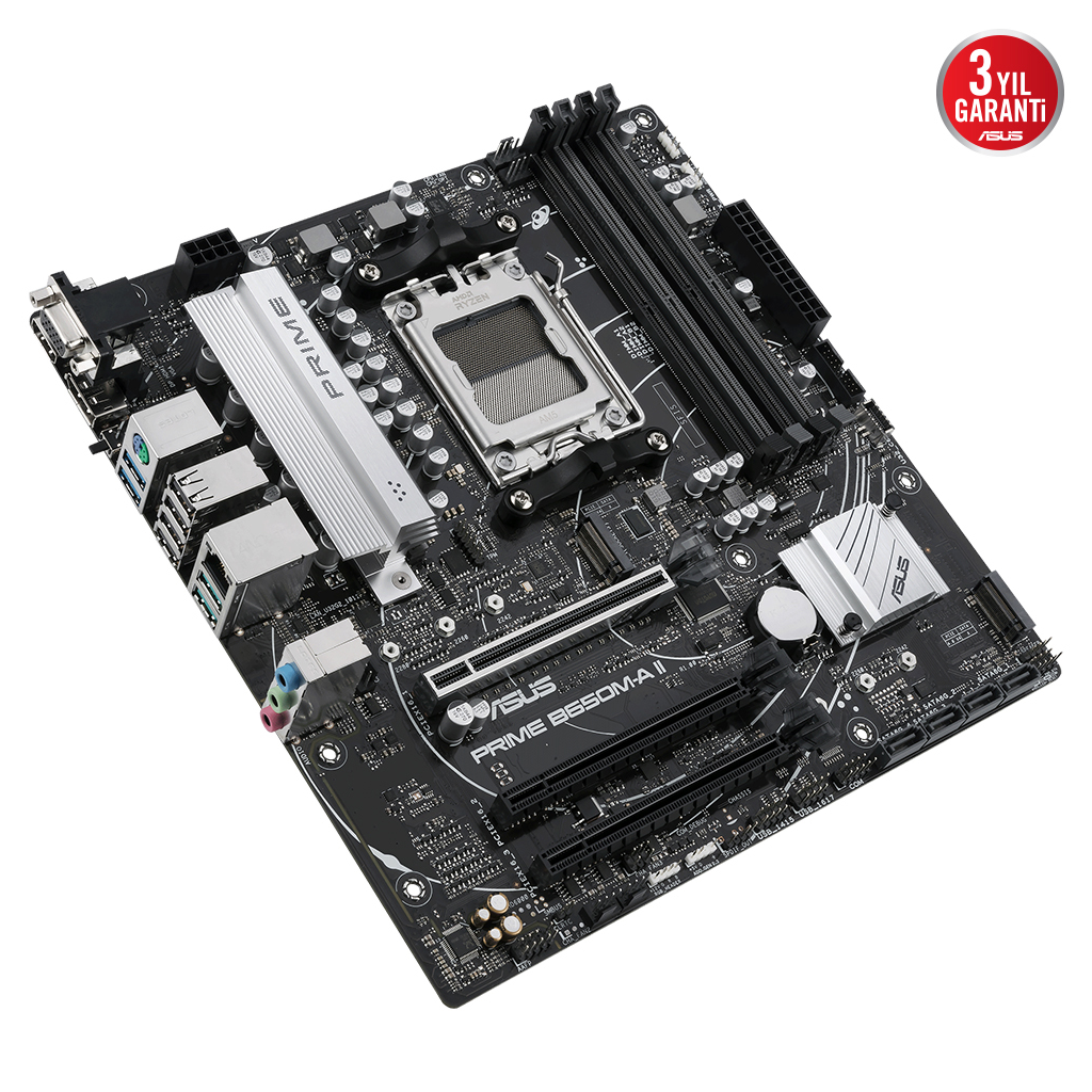 ASUS PRIME B650M-A II CSM, 4xDDR5, 2x M.2, D-SUB, HDMI, DP, AMD Ryzen 7000 Serisi, AM5 Soket Anakart