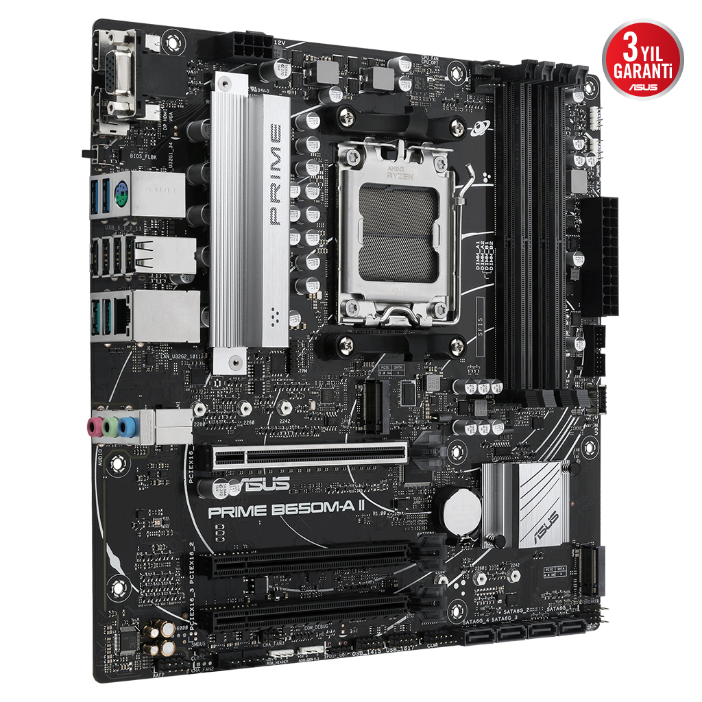 ASUS PRIME B650M-A II CSM, 4xDDR5, 2x M.2, D-SUB, HDMI, DP, AMD Ryzen 7000 Serisi, AM5 Soket Anakart