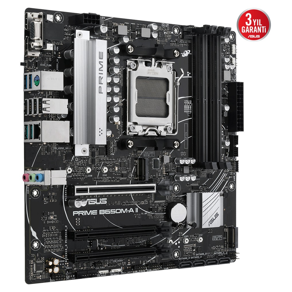 ASUS PRIME B650M-A II, 4xDDR5, 2x M.2, D-SUB, HDMI, DP, AMD Ryzen 7000 Serisi, AM5 Soket Anakart