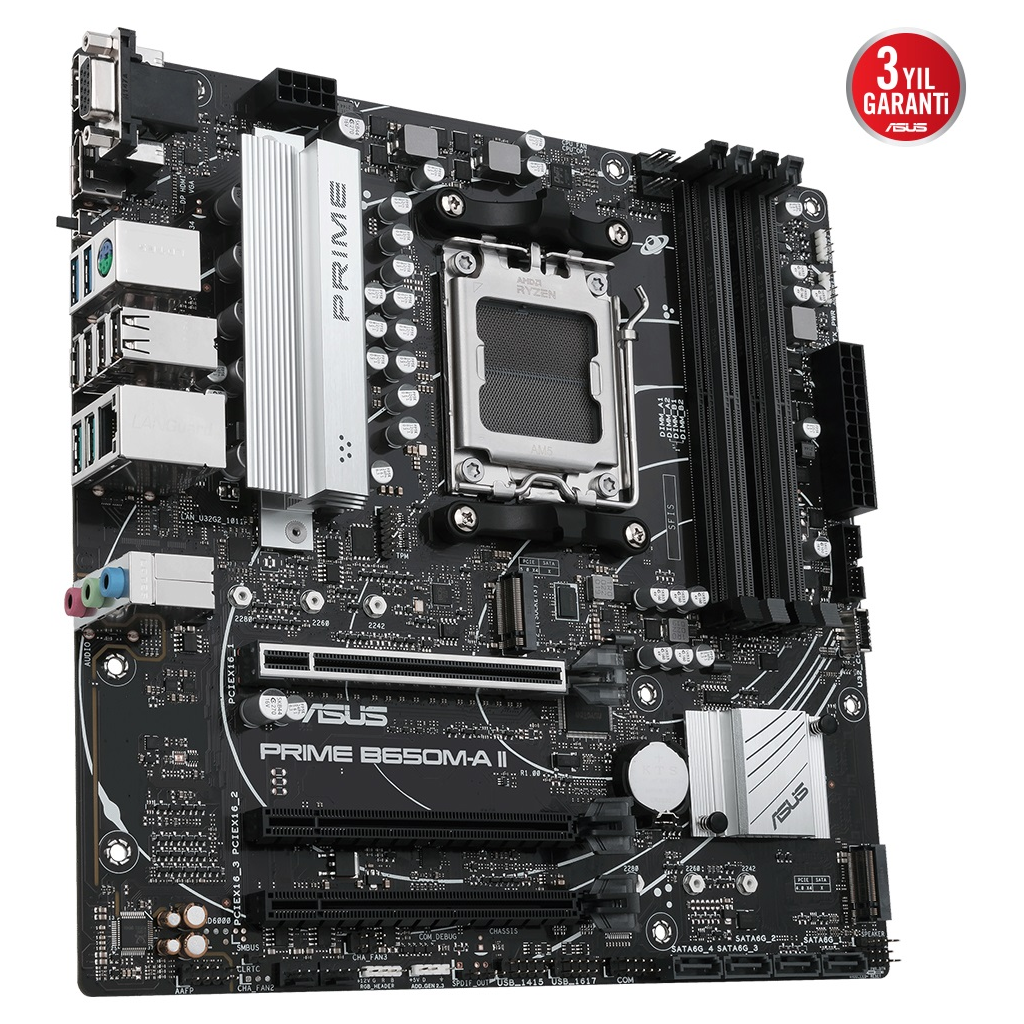 ASUS PRIME B650M-A II, 4xDDR5, 2x M.2, D-SUB, HDMI, DP, AMD Ryzen 7000 Serisi, AM5 Soket Anakart