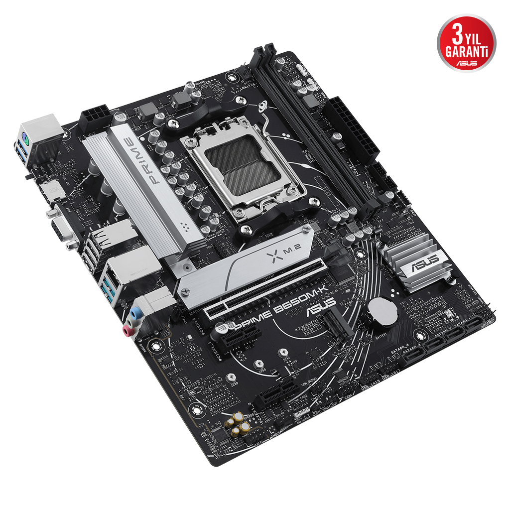 ASUS PRIME B650M-K, 2xDDR5, 2x M.2, D-SUB, HDMI, AMD Ryzen 7000 Serisi, AM5 Soket Anakart