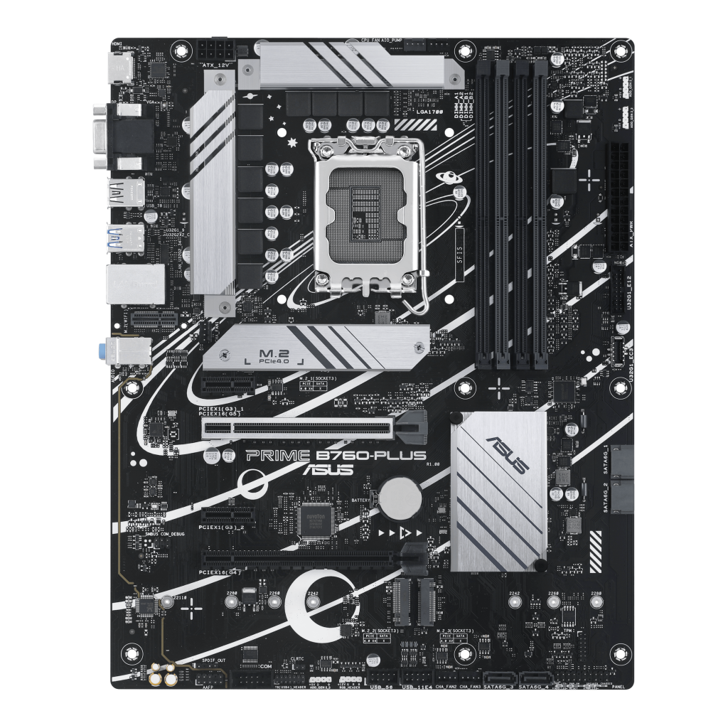 ASUS PRIME B760-PLUS, 4xDDR5, 3x M.2, D-SUB, HDMI, DP, Type-C, 12-13.Nesil, LGA1700 Soket, Anakart