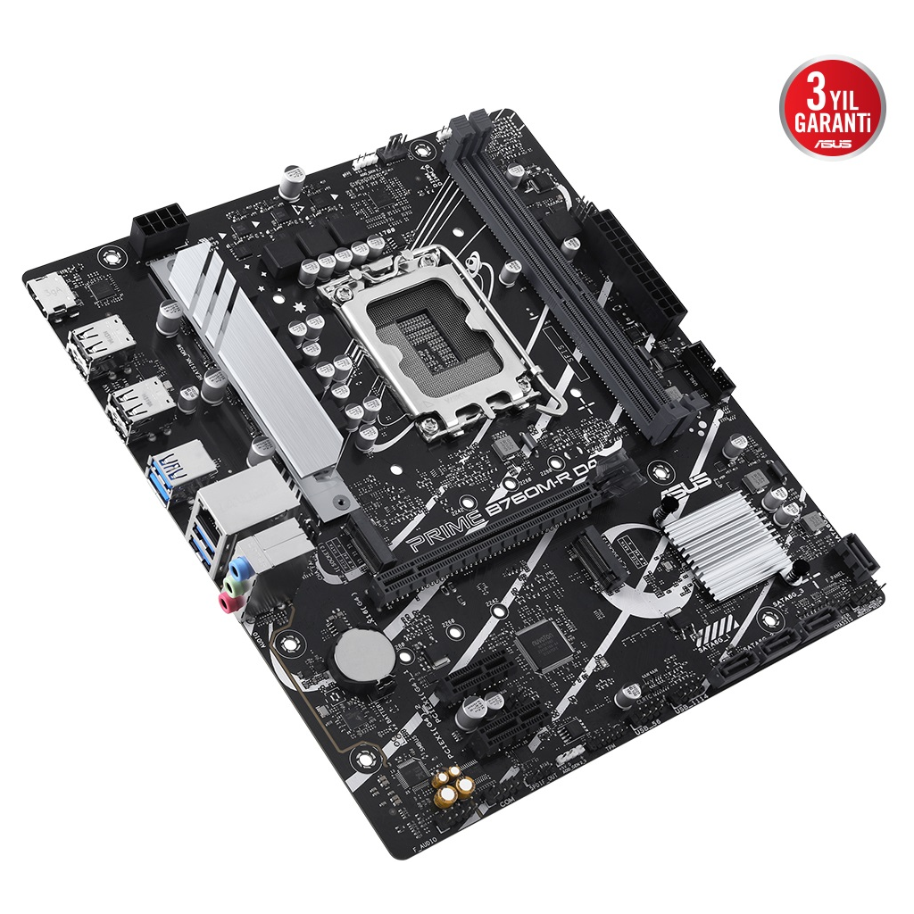 ASUS PRIME B760M-R D4, 2xDDR4, 2x M.2, HDMI, 12-13-14.Nesil, LGA1700 Soket, Anakart