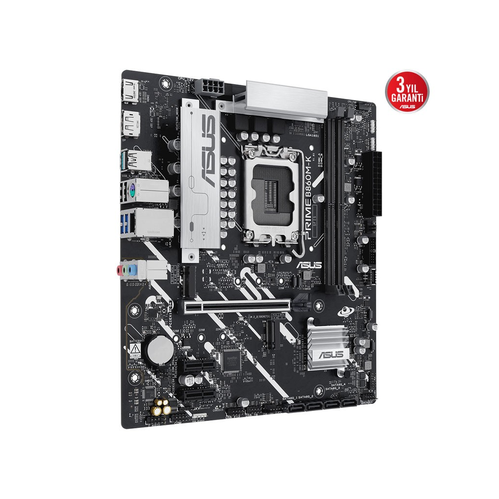 ASUS PRIME B860M-K, 8800MHz, 2xDDR5 2xM.2, HDMI, DP, Intel Core Ultra CPU(Seri 2), LGA1851 Soket Anakart