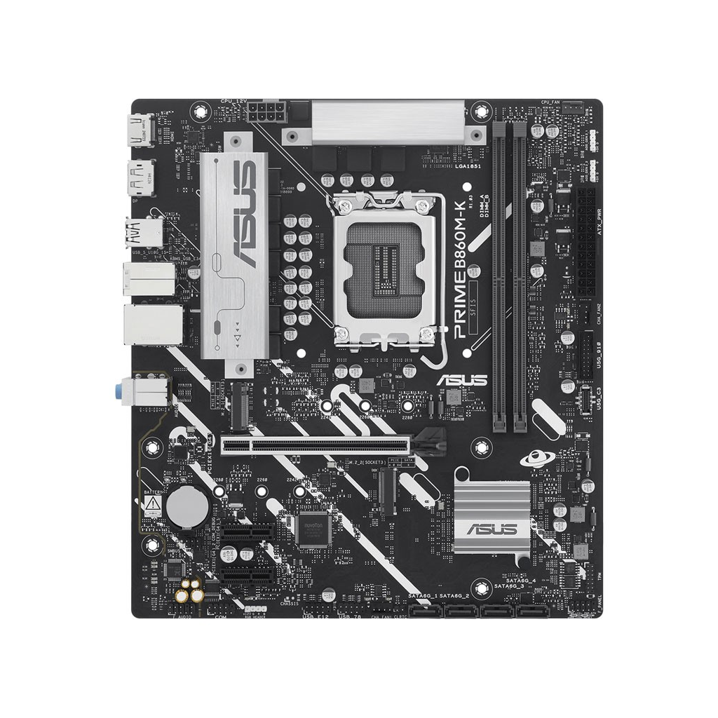 ASUS PRIME B860M-K, 8800MHz, 2xDDR5 2xM.2, HDMI, DP, Intel Core Ultra CPU(Seri 2), LGA1851 Soket Anakart