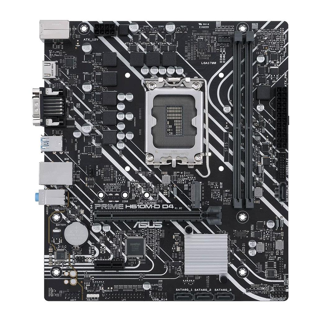 ASUS PRIME H610M-D D4, 2xDDR4, M.2, D-SUB, HDMI, RS232 Port, 12-13.Nesil, LGA1700 Soket, Anakart