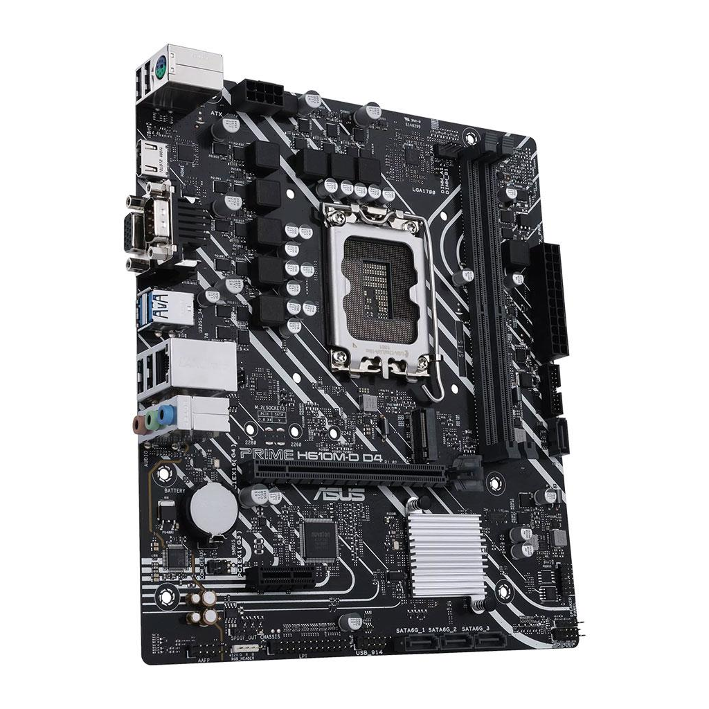 ASUS PRIME H610M-D D4, 2xDDR4, M.2, D-SUB, HDMI, RS232 Port, 12-13.Nesil, LGA1700 Soket, Anakart