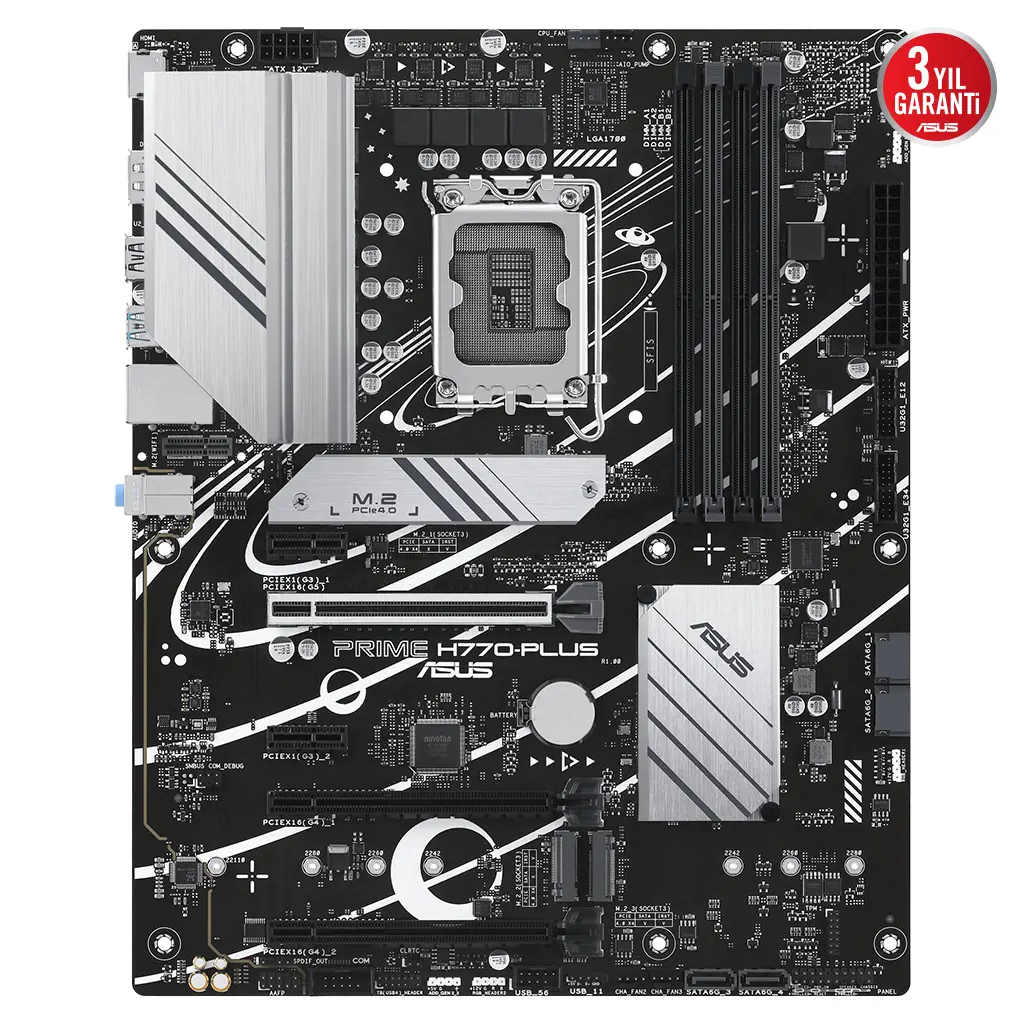 ASUS PRIME H770-PLUS, 4xDDR5, 3x M.2, HDMI, DP, Type-C, 12-13.Nesil, LGA1700 Soket, Anakart