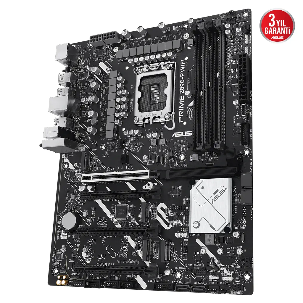 ASUS PRIME Z890-P WIFI, 7600MHz, 4xDDR5 4x M.2, HDMI, DP, 1xThunderbolt, 4xType-C, Wi-Fi 7, Bluetooth 5.4, Intel Core Ultra CPU(Seri 2), LGA1851 Soket, Gaming Anakart