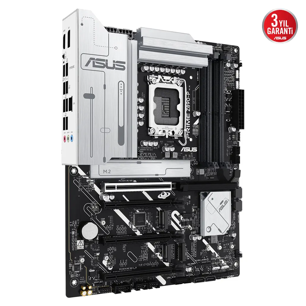 ASUS PRIME Z890-P, 7600MHz, 4xDDR5 4x M.2, HDMI, DP, Type-C, Intel Core Ultra CPU(Seri 2), LGA1851 Soket Anakart