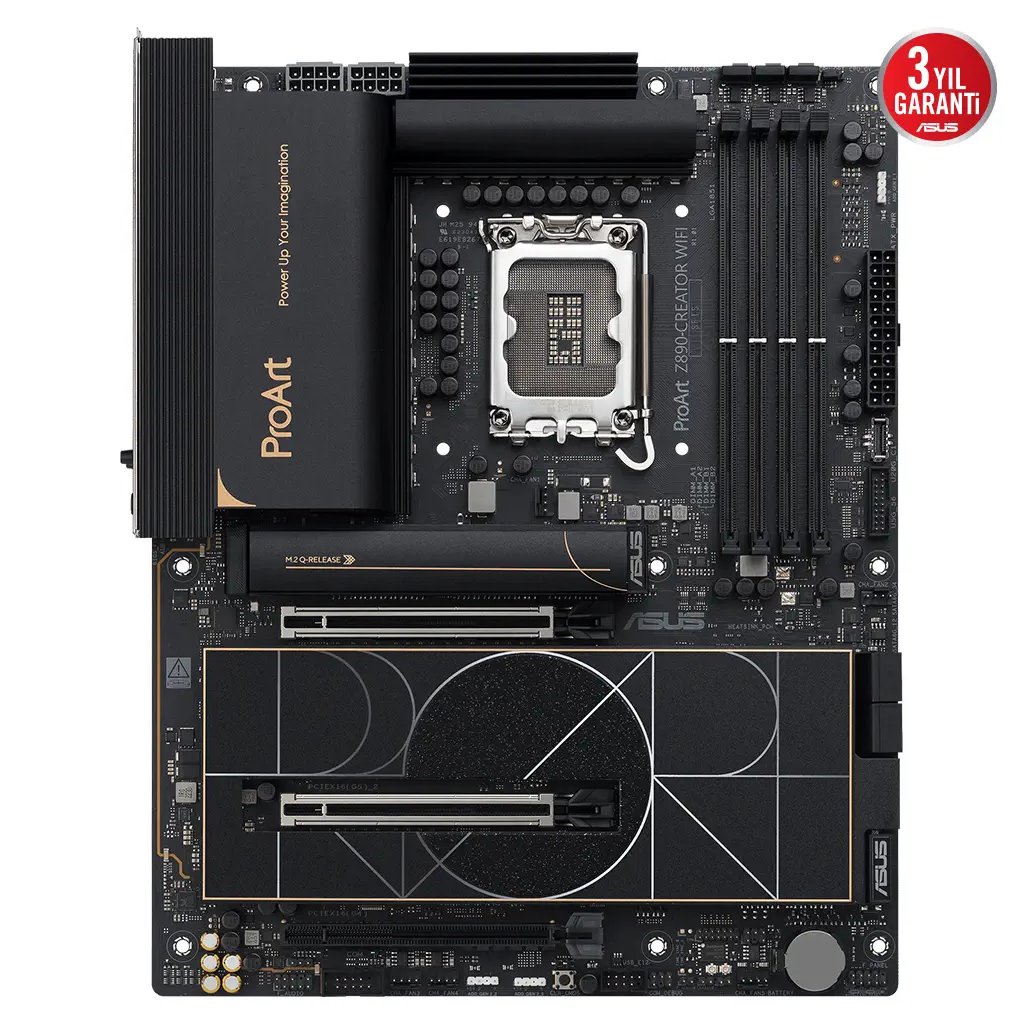 ASUS PROART Z890-CREATOR WIFI, 9066MHz OC, 4xDDR5 5x M.2, HDMI, DP, Type-C, Wi-Fi 7, Bluetooth 5.4, Intel Core Ultra CPU(Seri 2), LGA1851 Soket, Anakart