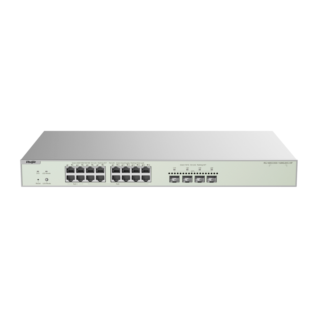 RUIJIE REYEE RG-NBS3300-16MG4XS-HP 16 Port  GigaBit PoE,  370W, 4Port SFP, L2 Yönetilebilir Switch  Metal Kasa