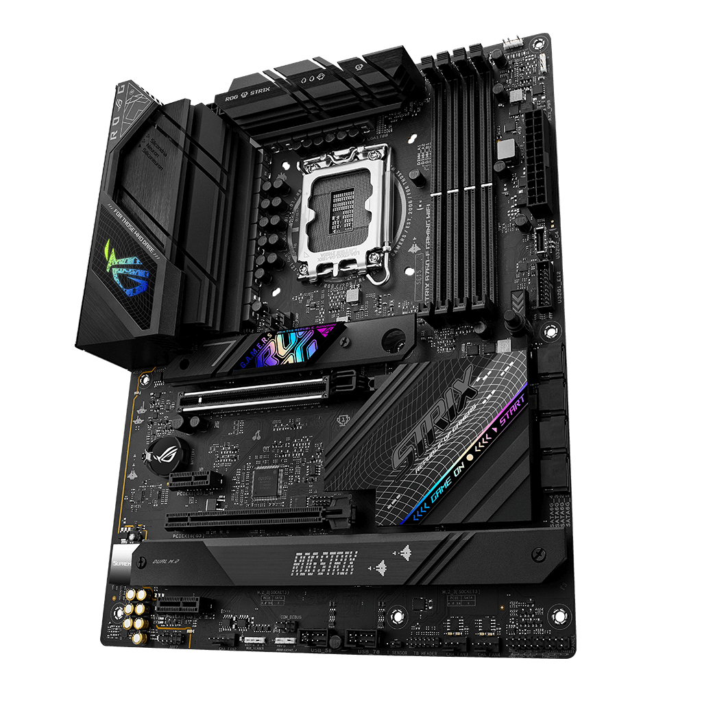 ASUS ROG STRIX B760-F GAMING WIFI, 4xDDR5, 3x M.2, HDMI, DP, Type-C, Wi-Fi 6E, Bluetooth v5.3, 12-13.Nesil, LGA1700 Soket, Anakart