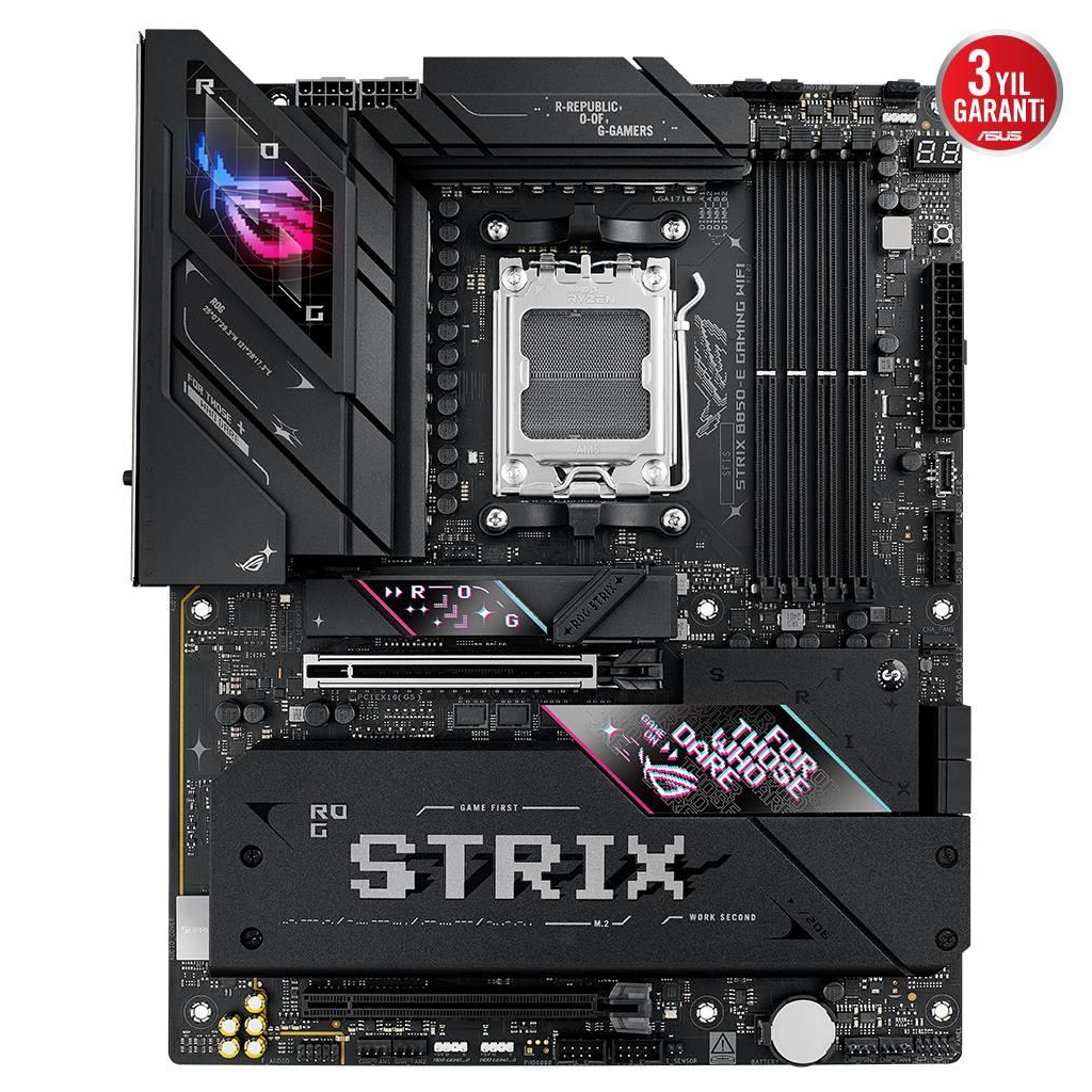 ASUS ROG STRIX B850-E GAMING WIFI, 4xDDR5, 5x M2, HDMI, DP, 2xType-C, Wi-Fi 7, Bluetooth v5.4, AMD Ryzen 9000 Serisi, AM5 Soket Anakart