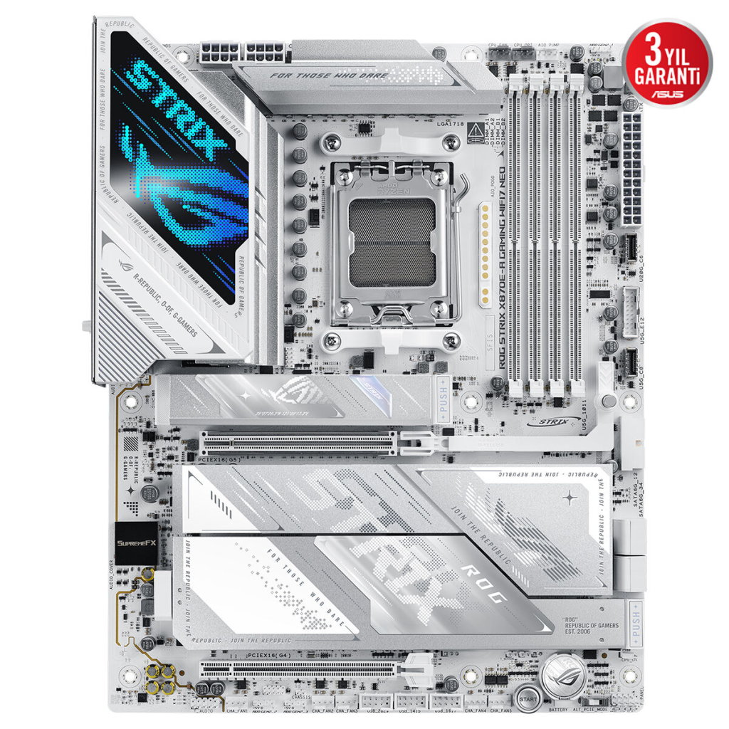 ASUS ROG STRIX X870E-A GAMING WIFI7 NEO, 4xDDR5,  4xM.2, HDMI, DP, Type-C, PCIe 5.0, 2xWi-Fi 7, Bluetooth v5.4, AM5 Soket GAMING Anakart