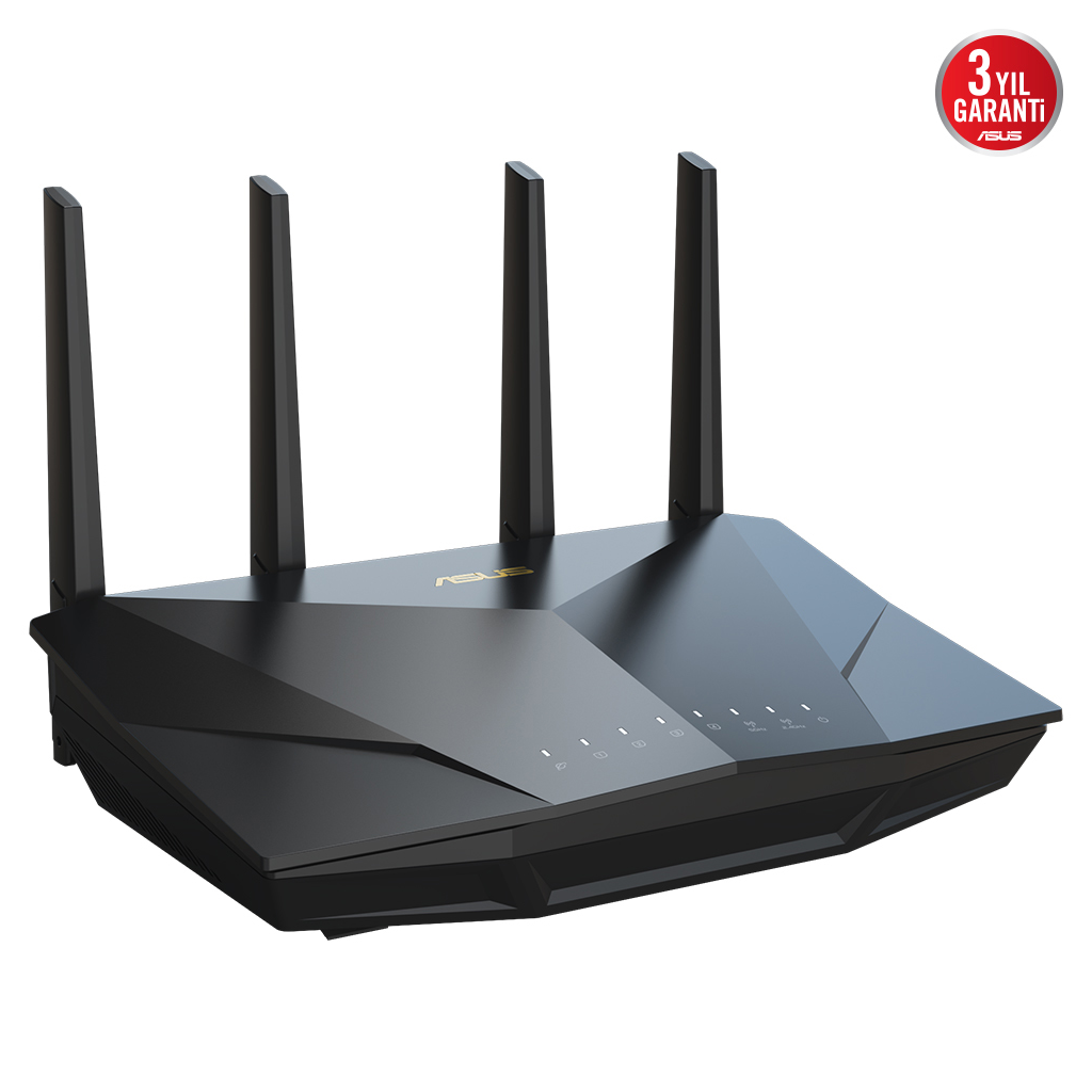 ASUS RT-AX5400, AX5400, 574-4804Mbps, 2.4GHz-5GHz, WPS Butonu, 4Port LAN, 1Port WAN, Dual Band, WiFi6, AiMesh, Genişletilebilir Router