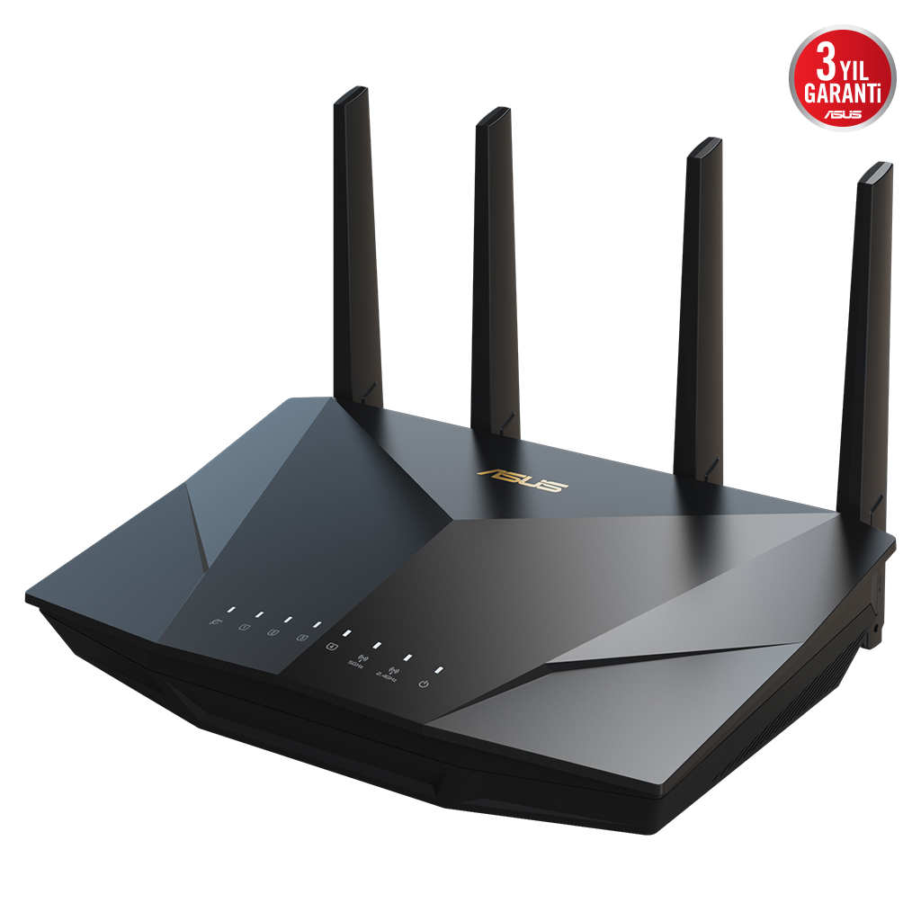 ASUS RT-AX5400, AX5400, 574-4804Mbps, 2.4GHz-5GHz, WPS Butonu, 4Port LAN, 1Port WAN, Dual Band, WiFi6, AiMesh, Genişletilebilir Router