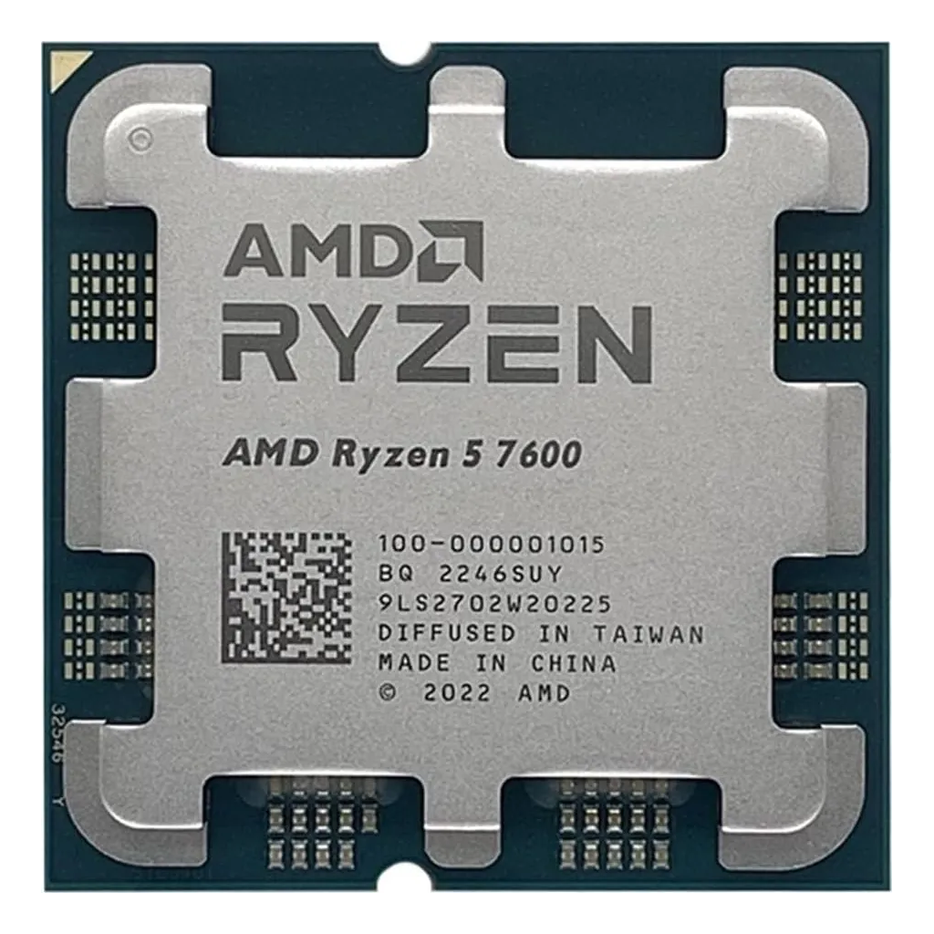 AMD RYZEN 5 7600 6 Core, 3,80-5,10GHz, 38Mb Cache, 65W,  AM5 Soket, MPK (Kutusuz), (Dahili Grafik VAR, Fan VAR)