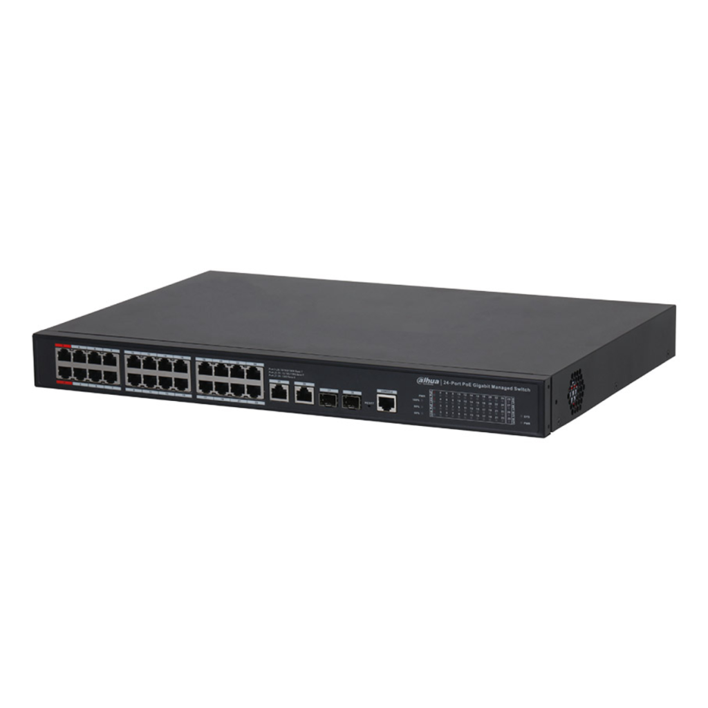 DAHUA S4228-24GT-360, 24 Port, Gigabit, PoE 365W, 2 Port GigaBit Uplink, 2 Port Gigabit Combo SFP, Longe Range 250Mt, Cloud Yönetilebilir, Switch
