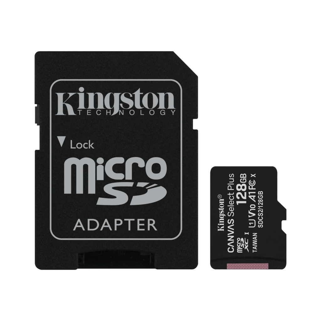 KINGSTON SDCS2/128GB, CANVAS, CL10, 100Mb/s, MicroSD Kart Bellek (SD Adaptörlü)