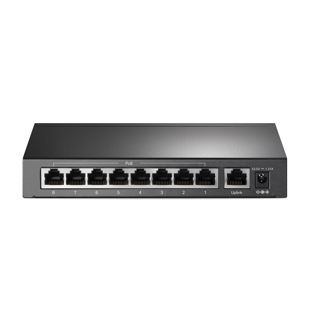 TP-LINK TL-SF1009P, 8 Port, MegaBit, Metal Kasa, 8 Port PoE, +1 Port Uplink, 65W, Yönetilemez, Masaüstü Switch