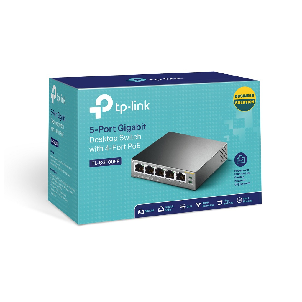 TP-LINK TL-SG1005P, 5 Port, GigaBit, Metal Kasa, 4 Port PoE, 56W, Yönetilemez, Masaüstü Switch