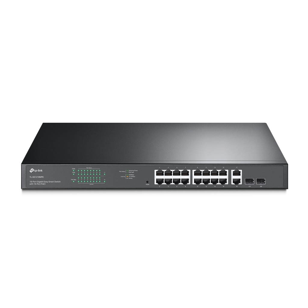 TP-LINK SG1218MPE 18 Port Gigabit, 16 Port POE, + 2Port Gigabit Combo SFP, 250W, Rackmount Yönetilebilir Switch