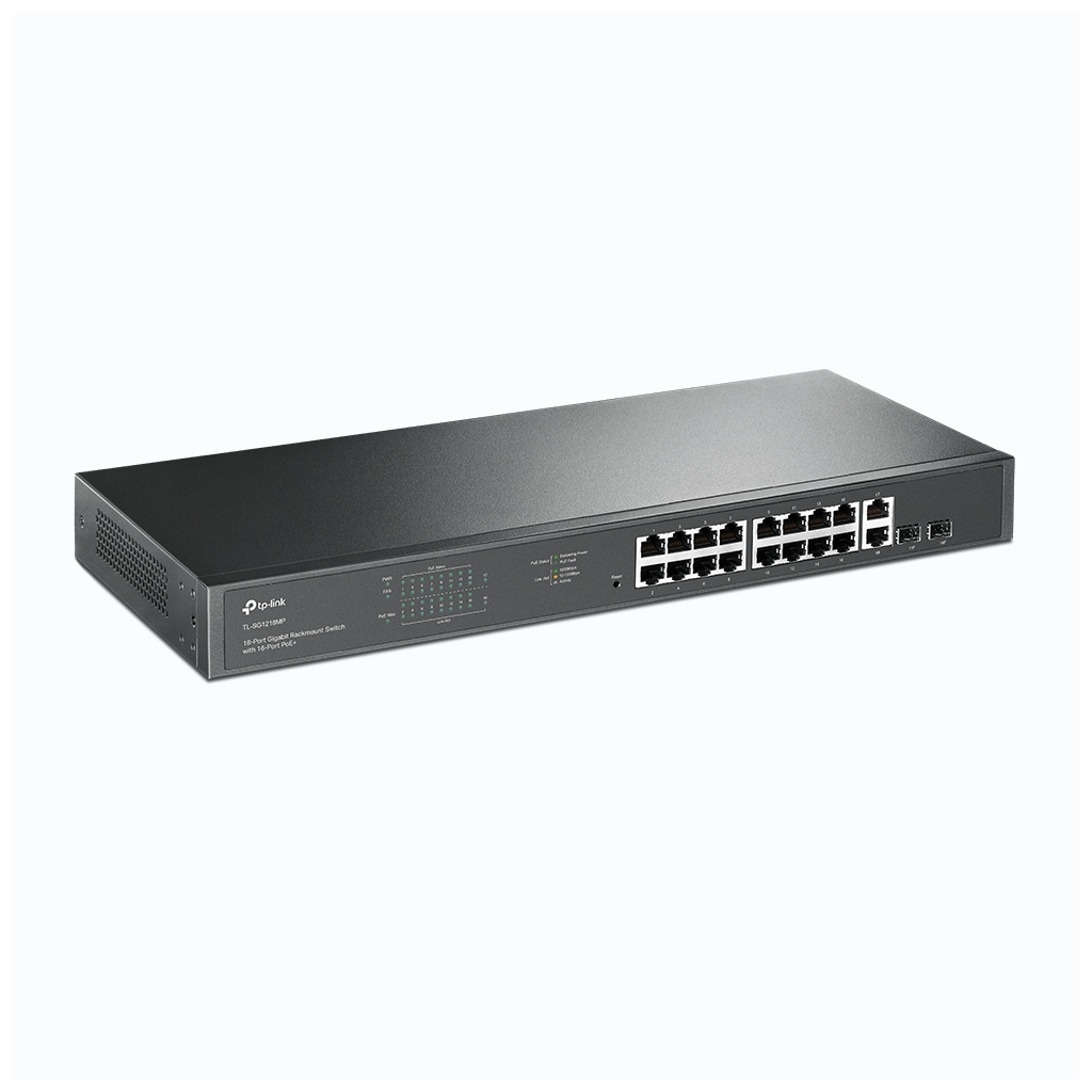 TP-LINK SG1218MP, 18 Port Gigabit, 16 Port POE, + 2Port Gigabit Combo SFP, 250W Rackmount Yönetilebilir Switch