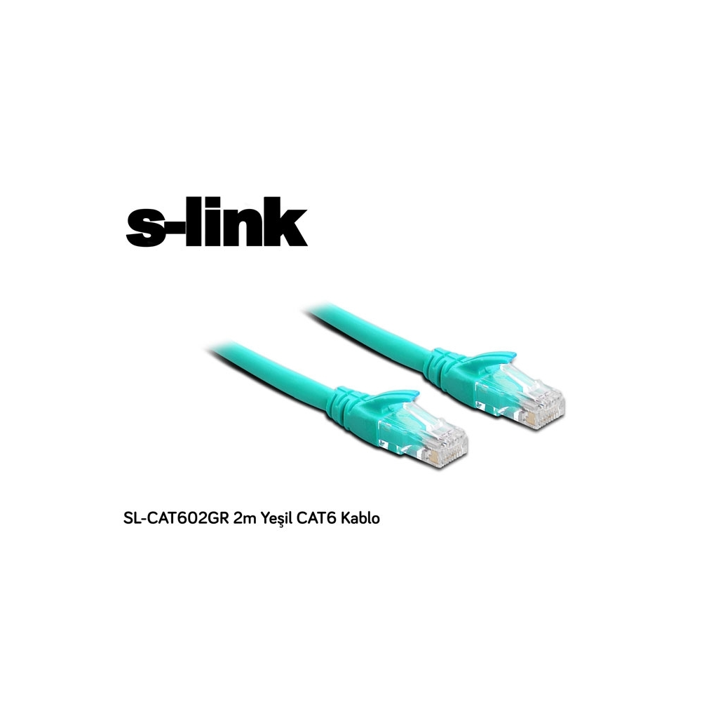 S-LINK SL-CAT602GR, CAT6, Patch, 2Mt, Kablo (Yeşil)