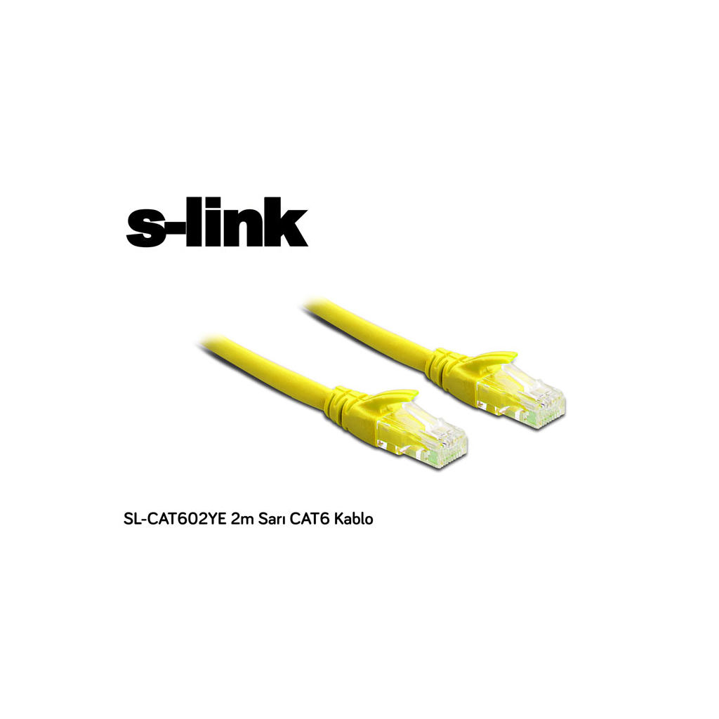 S-LINK SL-CAT602YE, CAT6, Patch, 2Mt, Kablo (Sarı)