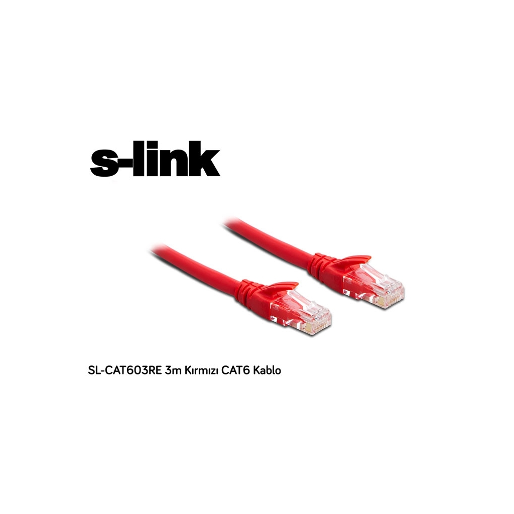 S-LINK SL-CAT603RE, CAT6, Patch, 3Mt, Kablo (Kırmızı)