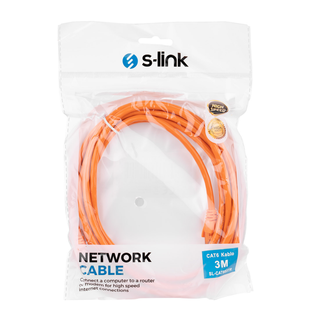 S-LINK SL-CAT603TR, CAT6, Patch, 3Mt, Kablo (Turuncu)