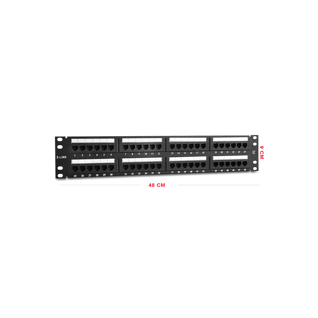 S-LINK SL-P648 Cat6 Patch Panel, 48-Port, UTP, 1U