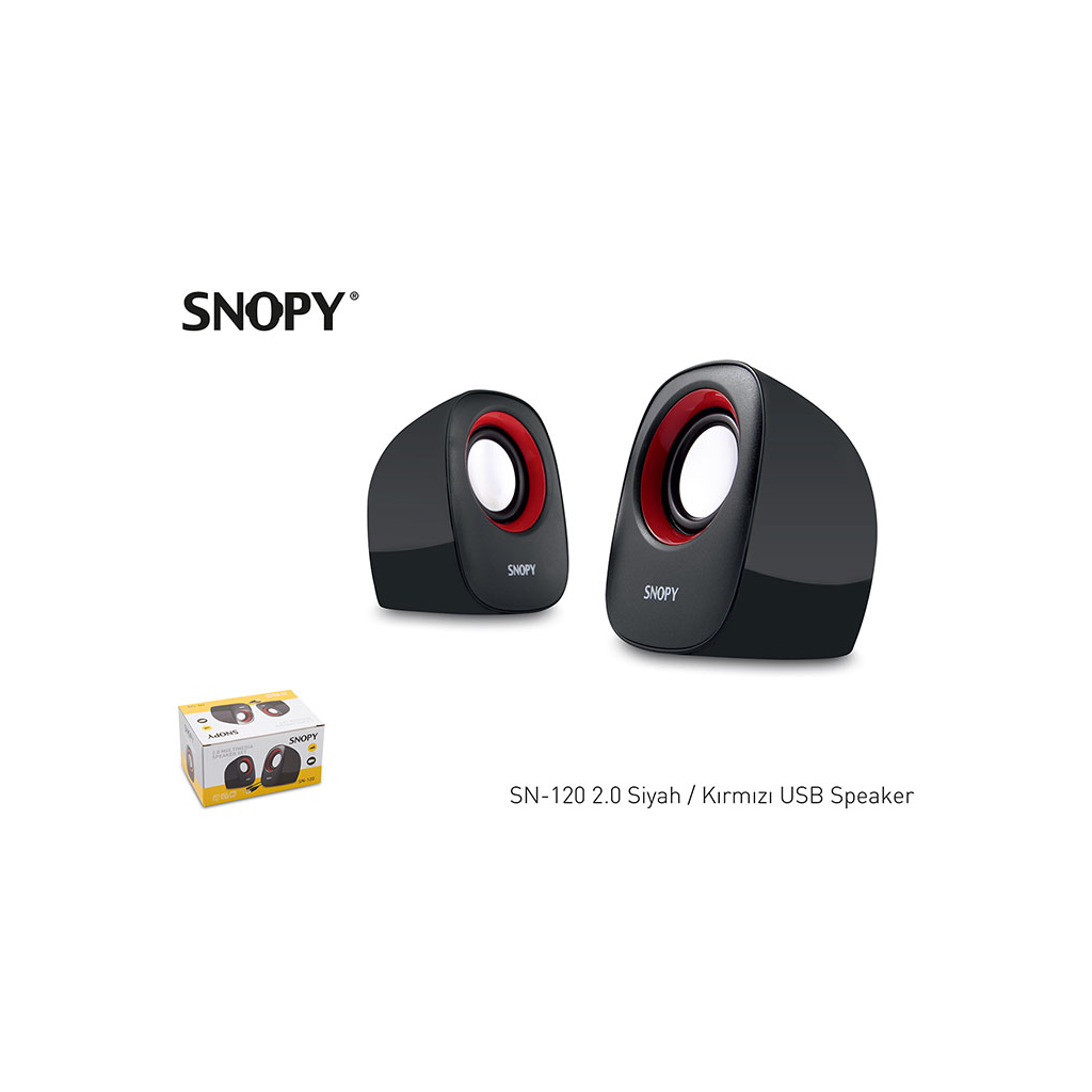 SNOPY SN-120, 6W, 1+1, Masaüstü, USB, Speaker, (Siyah-Kırmızı)