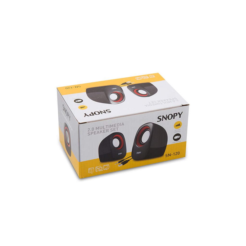 SNOPY SN-120, 6W, 1+1, Masaüstü, USB, Speaker, (Siyah-Kırmızı)