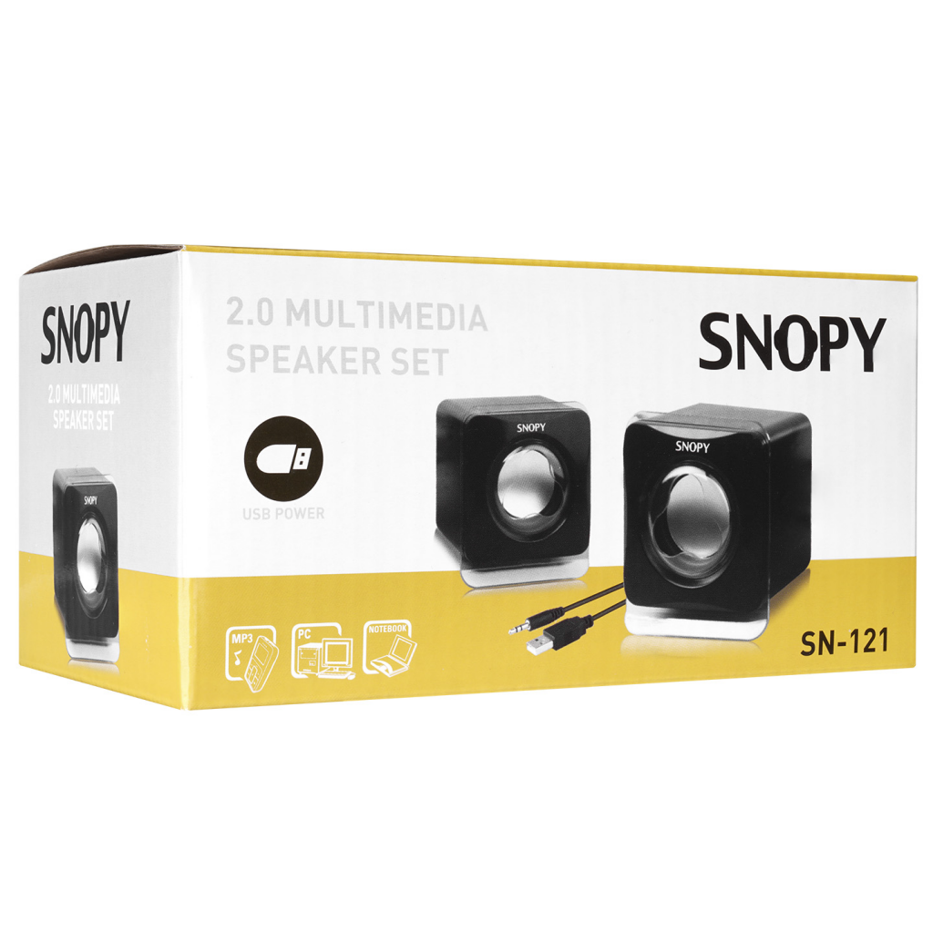 SNOPY SN-121, 6W, 1+1, Masaüstü, USB, Speaker, (Siyah)