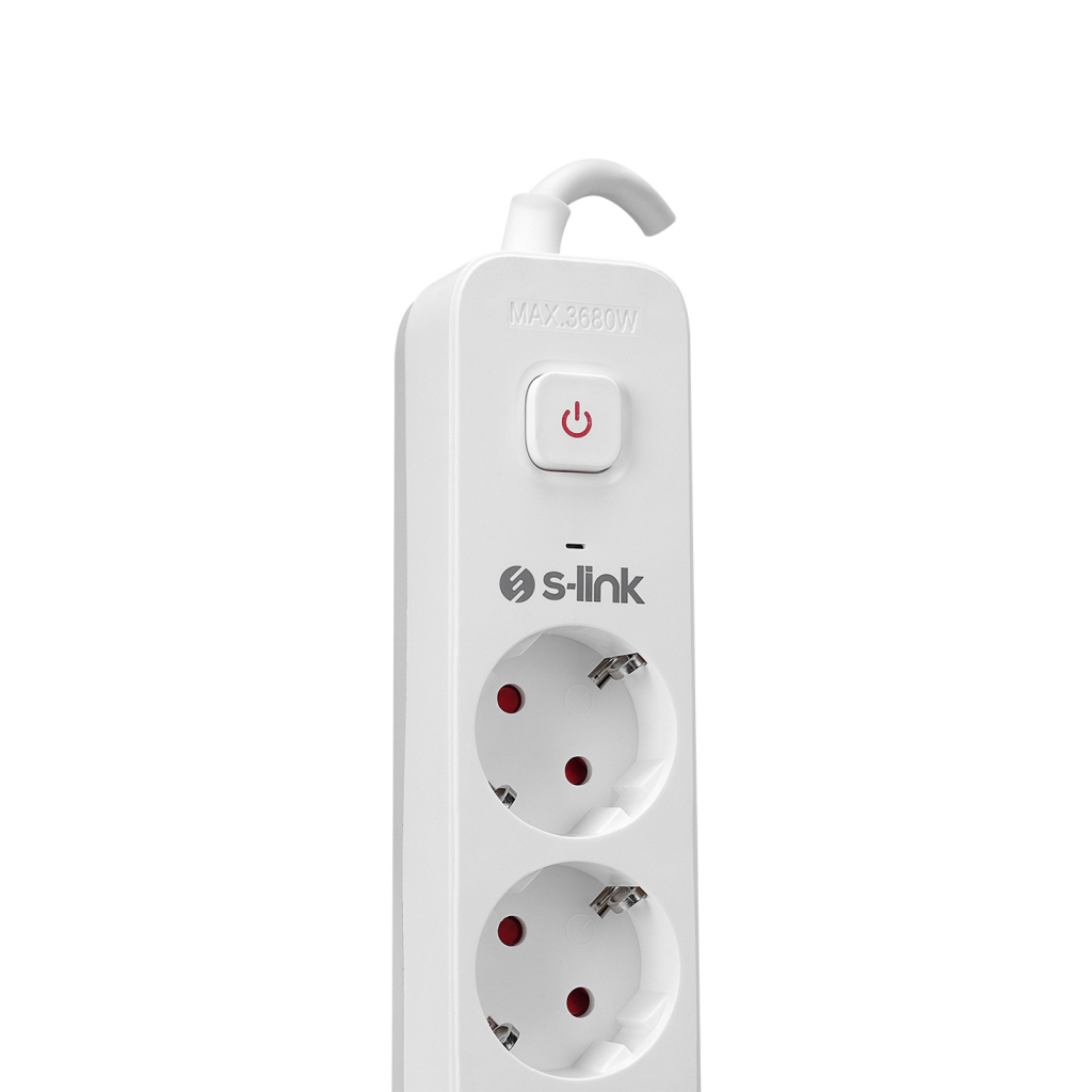 S-LINK SPG501S, 5 Soket, Akım Korumalı Priz, 1.5Mt Kablo, 750 Joule (Beyaz) %100 Bakır