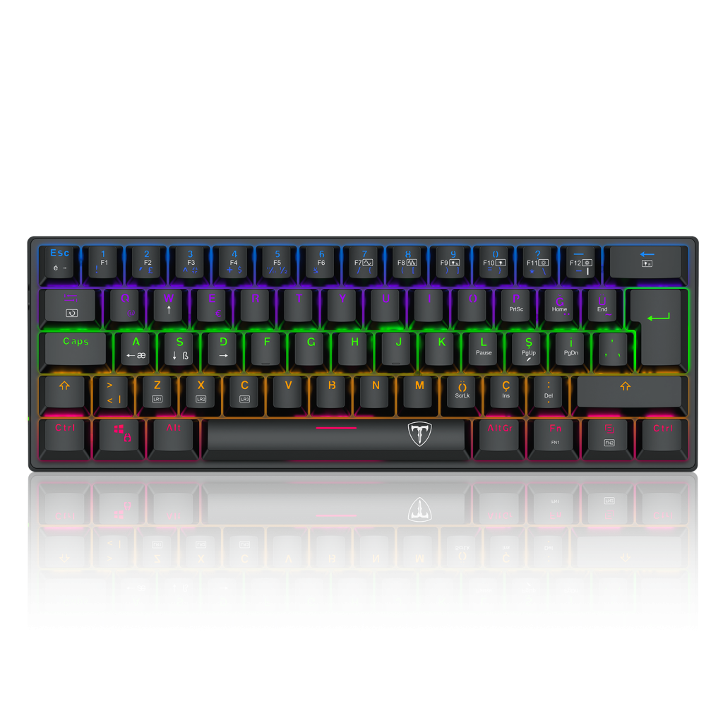 T-DAGGER T-TGK321-LIT, ARENA LITE, USB Kablolu, Türkçe Q, Rainbow Backlight, Red Mekanik Switch, 61 Tuşlu, Gaming Klavye (Siyah)