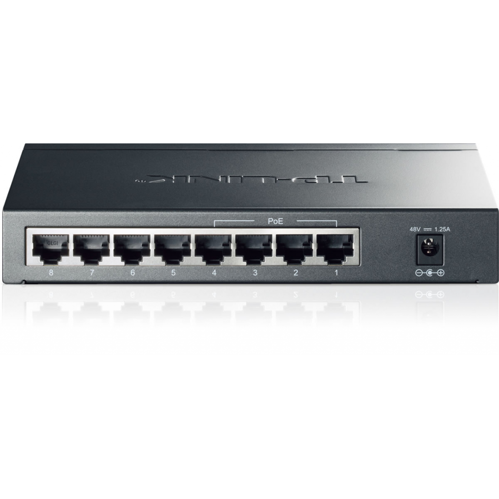 TP-LINK TL-SG1008P, 8 Port, GigaBit, Metal Kasa, 4 Port PoE, 55W, Yönetilemez, Masaüstü Switch