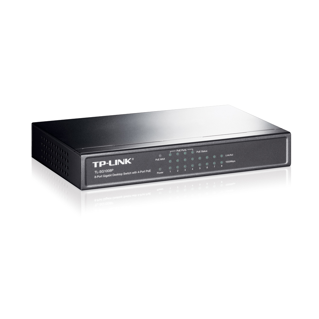 TP-LINK TL-SG1008P, 8 Port, GigaBit, Metal Kasa, 4 Port PoE, 55W, Yönetilemez, Masaüstü Switch