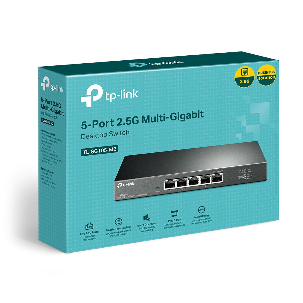 TP-LINK TL-SG105-M2, 5 Port, 2,5Gbps, Multi-GigaBit, Metal Kasa, Yönetilemez, Masaüstü Switch