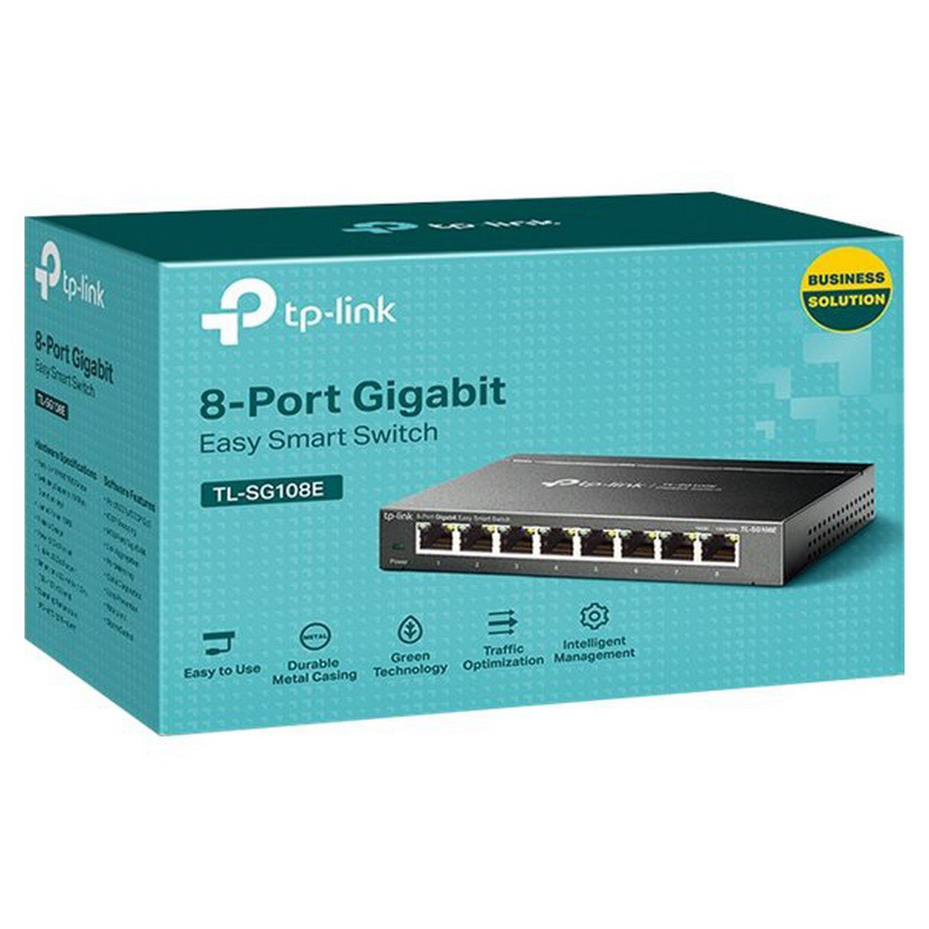 TP-LINK TL-SG108E, 8 Port, GigaBit, Metal Kasa, Easy Smart, Yönetilebilir, Masaüstü Switch