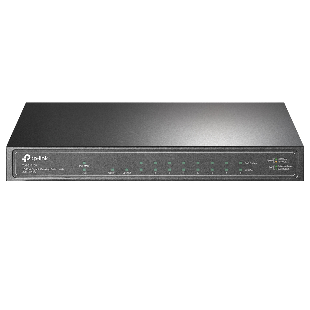 TP-LINK TL-SG1210P, 8 Port Gigabit, 8 Port POE, + 1Port SFP, 63W, Yönetilemez, Masaüstü Switch