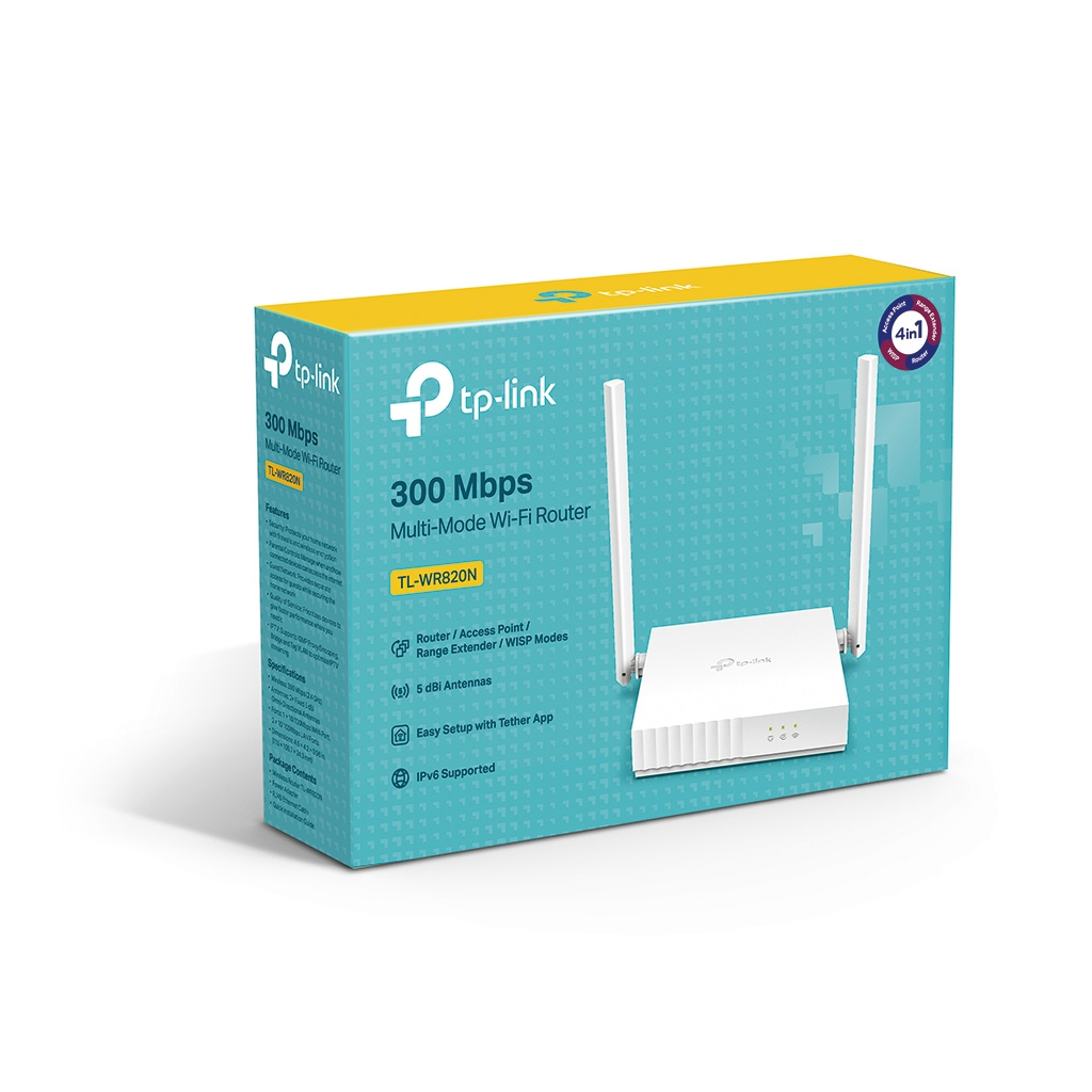 TP-LINK TL-WR820N, 3Port, 300Mbps, 2.4Ghz WiFi, Masaüstü, Megabit, Router, Access Point, Range Extender