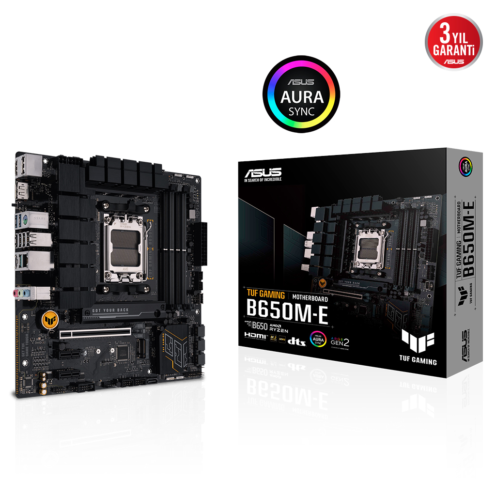 ASUS TUF GAMING B650M-E, 4xDDR5, 2x M.2, HDMI, 2xDP, Type-C, AMD Ryzen 7000 Serisi, AM5 Soket Anakart