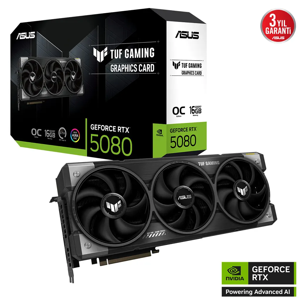 ASUS TUF-RTX5080-O16G-GAMING, 16Gb, 256Bit, GDDR7, 2xHDMI, 3xDP GAMING Ekran Kartı