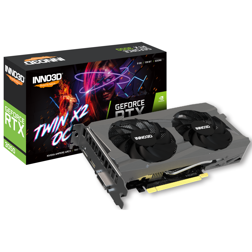 INNO3D N30502-08D6-1711VA41, TWIN X2, RTX3050, 8Gb, 128Bit, GDDR6, 1xDVI, 1xHDMI, 1xDP GAMING Ekran Kartı