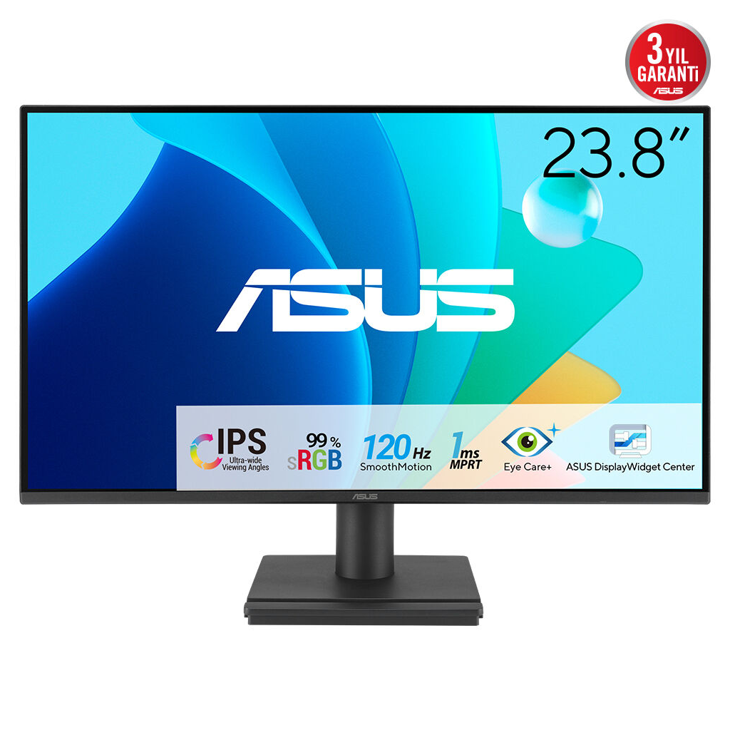 ASUS VA249HG 23.8 IPS 1920x1080 1ms 120Hz 300cd HDMI VGA  VESA 3YIL EYECARE,FLICKER-FREE,DÜŞÜK MAVİ IŞIK, 99%SRGB, ÇERÇEVESİZ Monitör