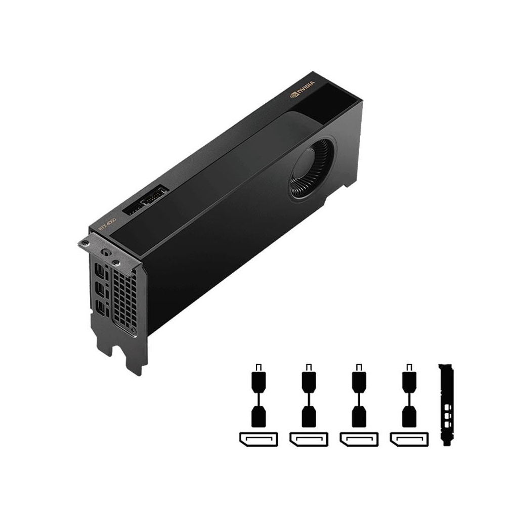 PNY QUADRO VCNRTX4000ADALP-SB, RTX4000 20GB, DDR6, 160Bit, Tek Fan, 4xMini DP, Ekran Kartı